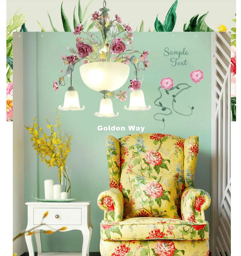 

Floral Pendant D52cm H64cm Decora Pendant Lamp Rose Hanging Lamp Children Restaurants Bedroom 7L Crystal Girl Children Lighting