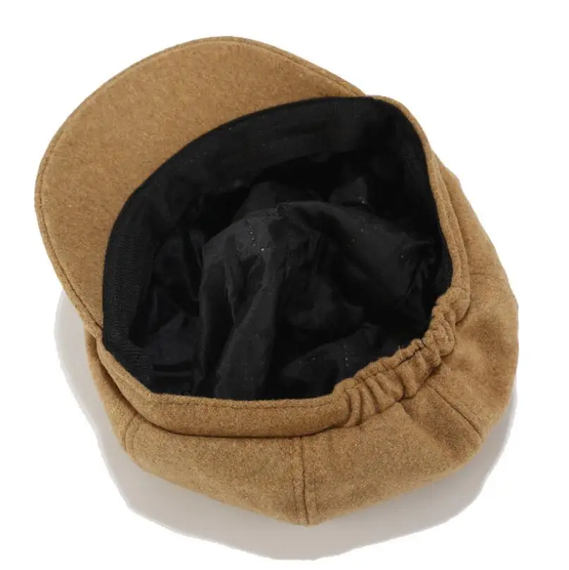 High quality Autumn Winter fashion women's woolen hat solid simple caps octagonal cap female visors navy 8 colors khaki |