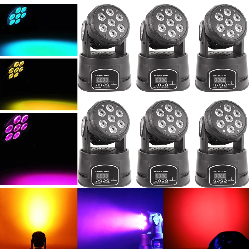 

6xLot LED Moving Head Mini Wash 7x10W RGBW Quad with Advanced 14 Channels LED Effect Stage Light Factory Price Disco Party Clubs