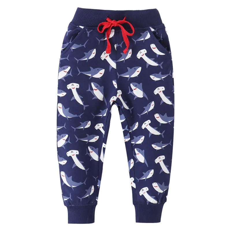 

Jumping Meters Full Length Sweatpants Sharks Print Boys Girls Clothing Drawstring Kids Animals Trousers Pants