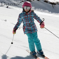 detector waterproof ski suit for children girls warm winter set kids windproof hoodie snowboard jacket and pant fur snow clothes