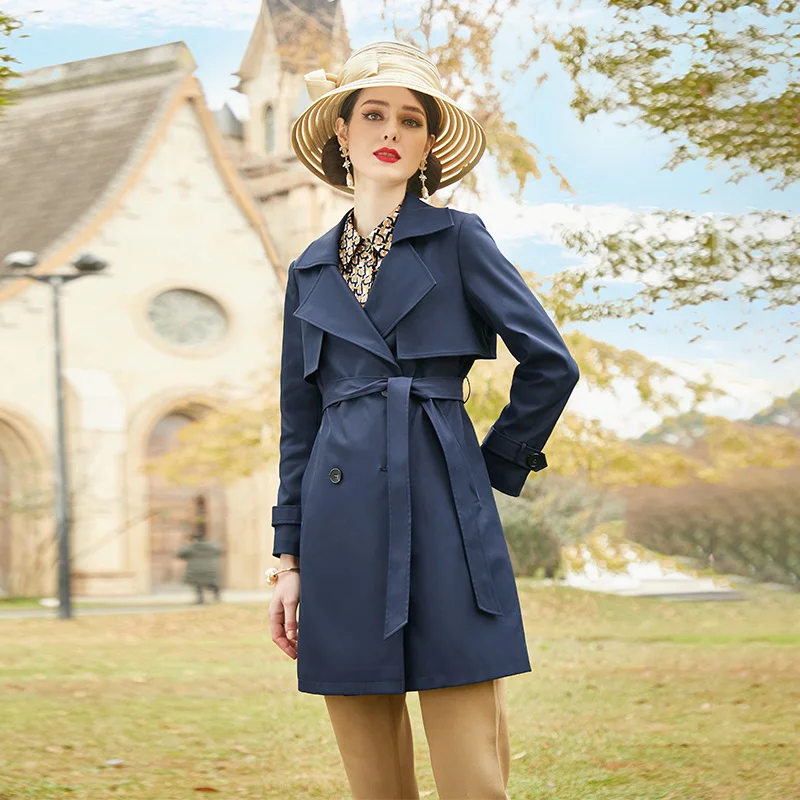 

SHZQ Blue Fashion Windbreaker Women's 2021 Autumn New Korean Style Work Coat Casual Coat