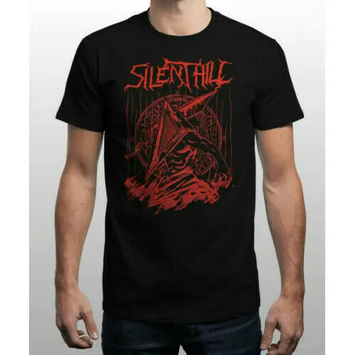 Тихая красная вещь голова пирамиды из фильма ужасов черная хлопковая футболка |