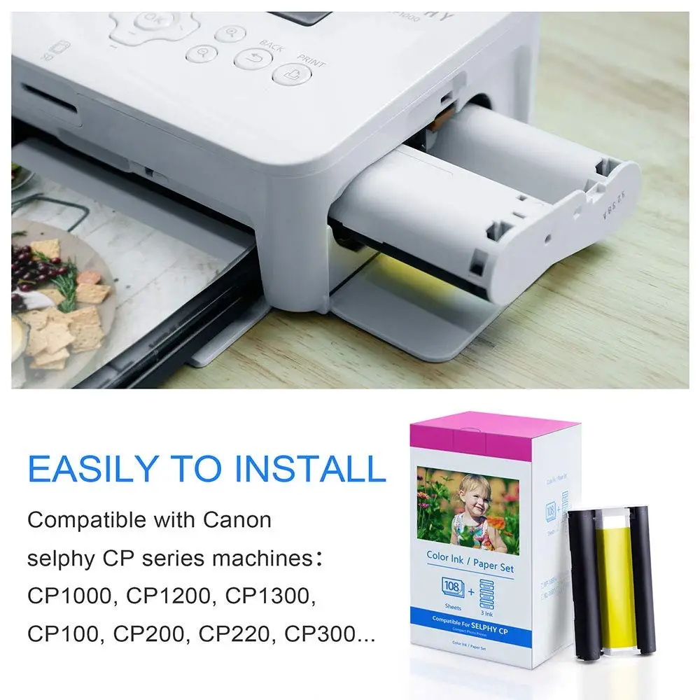 Совместимый Canon KP 108IN 3 цвета чернил 180 сублимации Фотобумага 4*6 &quot(100*148 мм) для Selphy