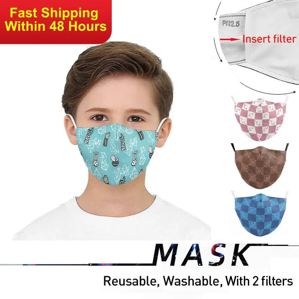 

Zawaland Fashion Children Print Mask Washable Face Mask Kids Anti Dust Mouth-muffle Mask Reusable Mouth Mask with 2 Filters
