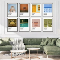wes anderson inspired pantone color canvas print wall art movie poster retro minimalist painting picture living room home decor