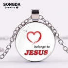 SONGDA, религиозное верение, христианское ожерелье, художественные буквы, печатный стеклянный кулон, мое сердце относится к Иисусу, ожерелье