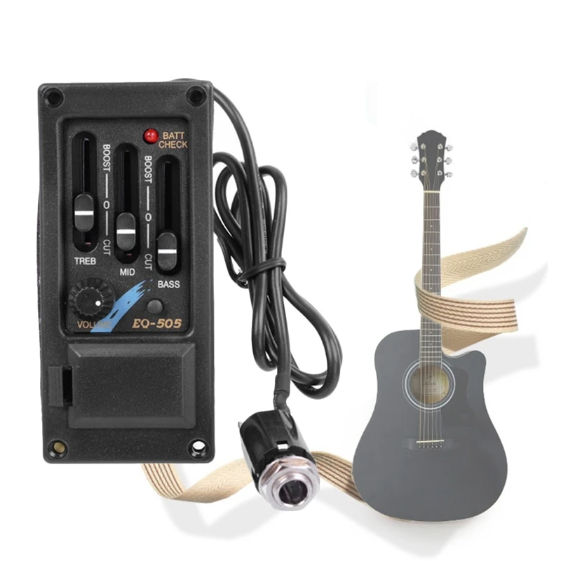 

EQ-505 Guitar Saddle Pickup 3 Bands EQ Equalizer Left Hand Acoustic Guitar Preamp System Equalizer Piezo