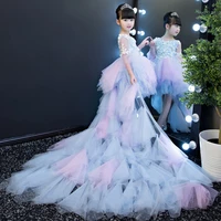 kids first communion dresses long trailing girls dress child mermaid long tail peacock ball gown for wedding evening prom party
