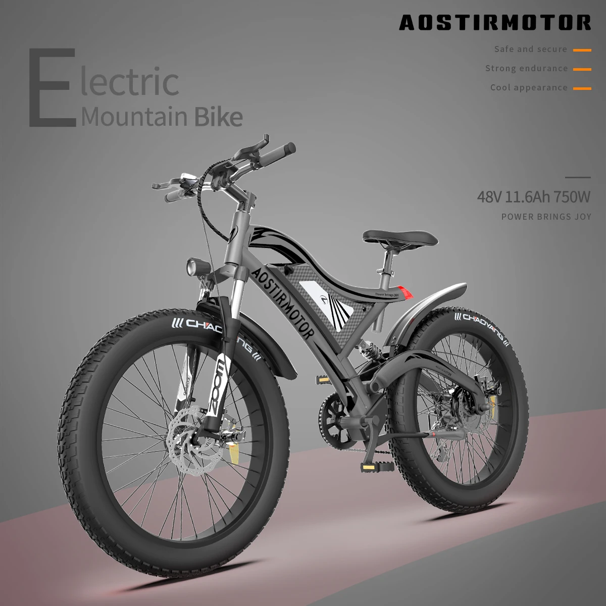 

AOSTIRMOTOR S18 – vélo électrique 500W avec pneus larges de 26 pouces 4.0, batterie au Lithium de 48V, 15ah, pour la plage et la