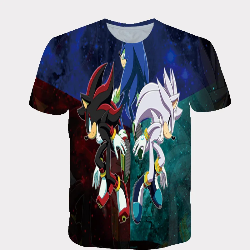 Детские футболки с объемным принтом Соник Ежик для мальчиков и девочек Забавные