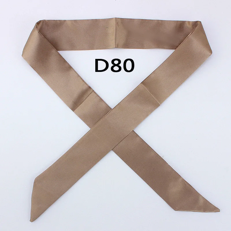 D80 Горячая Мода саржевый эмуляционный Шелковый однотонный шарф для женщин маленький шарф лента Сумочка волосы длинная шаль Бандана роскошный головной шарф - Цвет: D80