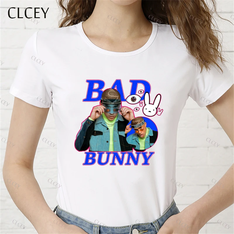 Футболка Bad Bunny в стиле Харадзюку женские белые футболки Корейском Женская