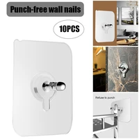 10pcs adhesive wall screws hanging nails wall hook self adhesive no drilling non trace home accessories organizers for kitchen