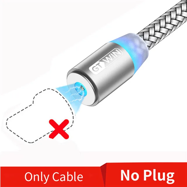 GTWIN 1 м/2 м Магнитный Micro USB кабель для iPhone samsung Быстрая зарядка usb type C Магнитный зарядный usb кабель зарядный шнур для телефона - Цвет: No plug only cable