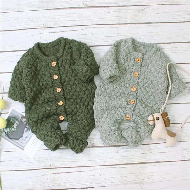 Комбинезон детский вязаный Осень-зима для новорожденных | Детская одежда и обувь