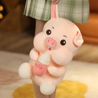 lovely fat pig with milk bottle plush toys kawaii animal doll stuffed soft animal piggy pillow birthday gift for children girl