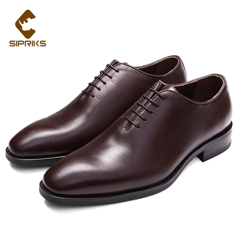 

Sipriks Mens Genuine Leather Oxfords Dark Brown Dress Moccasin For Boss Goodyear Welted Casual Business Gents Suits Social Shoe