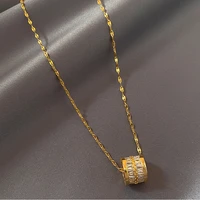 classic luxury titanium steel crystal small waist pendant short necklace for woman 2021 new sexy girls luxury clavicle chain