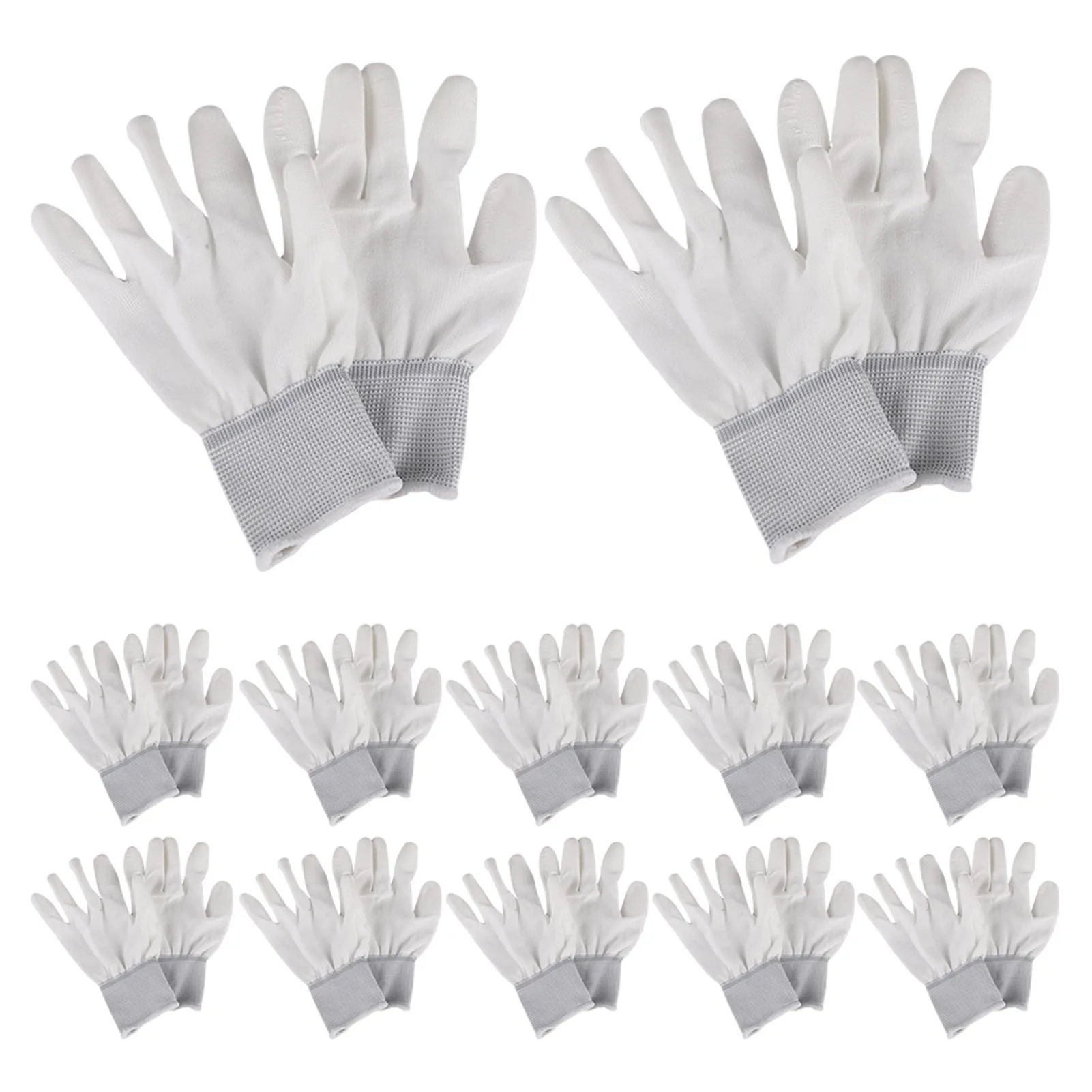 

12pairs Protection Portable Free-Motion Sewing Soft Quilting Grip Gloves White Nylon Breathable Easy Wear Work Machine Non Slip