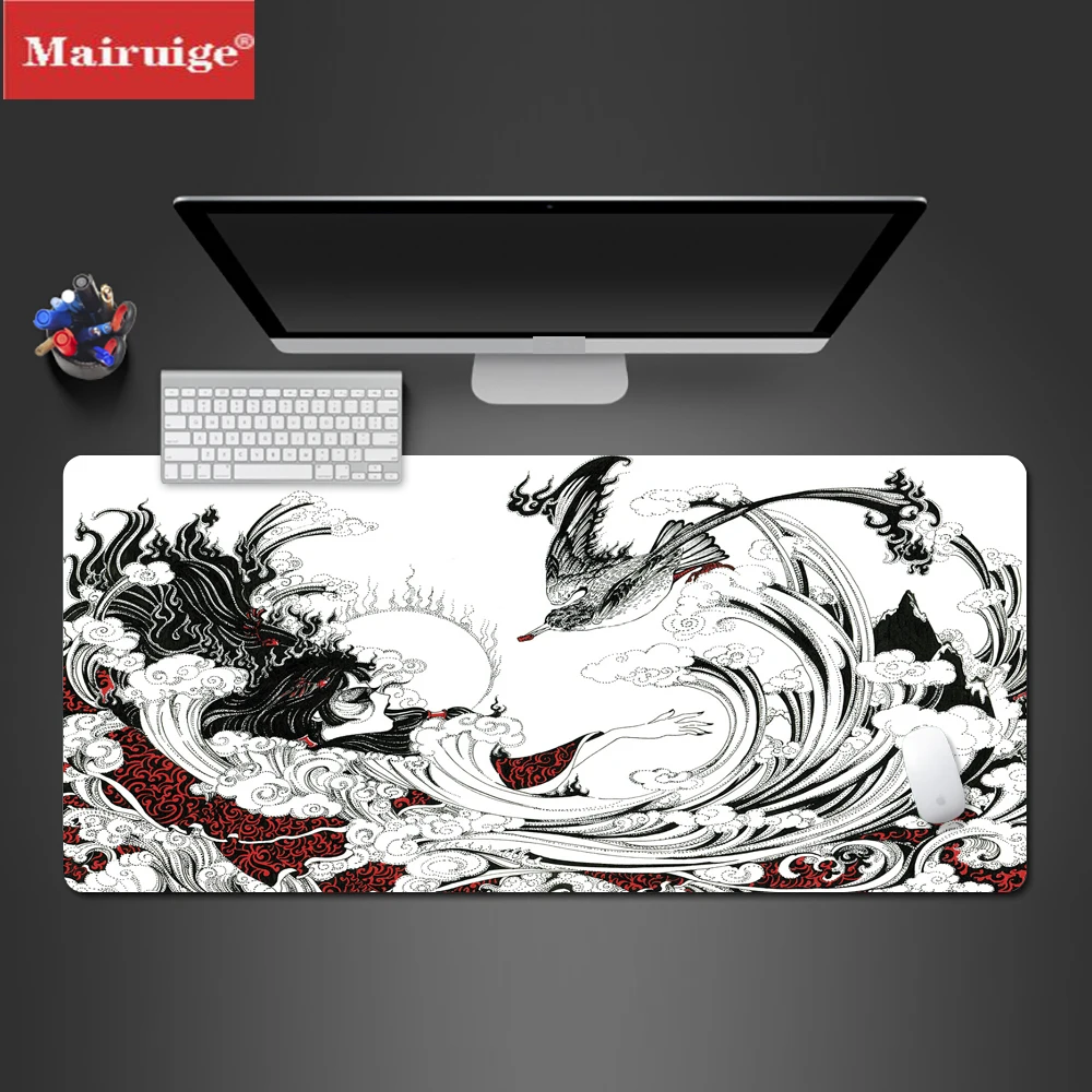 

Large Mouse Pad High Quality New Chinese Style Back White Ink Computer Accessories Keyboard Popular Rubber pad Xl