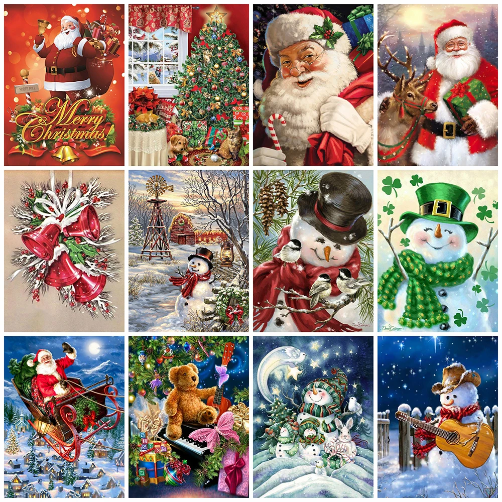 

Huacan Diamond Painting 5d Christmas Full Square Diamond Embroidery Sale Santa Claus Mosaic Snowman Home Decor Gift