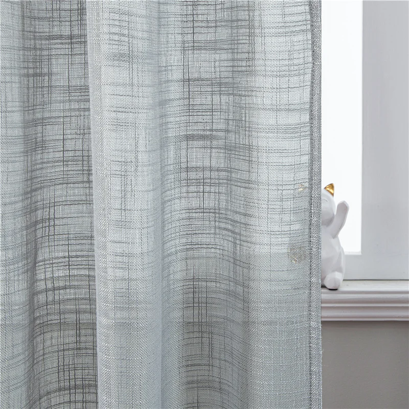 

Grey Linen Semi-Shading Curtains For Living Room Bedroom Home Decor Tulles For Window Kitchen Sheer Curtain Yarn Custom Size