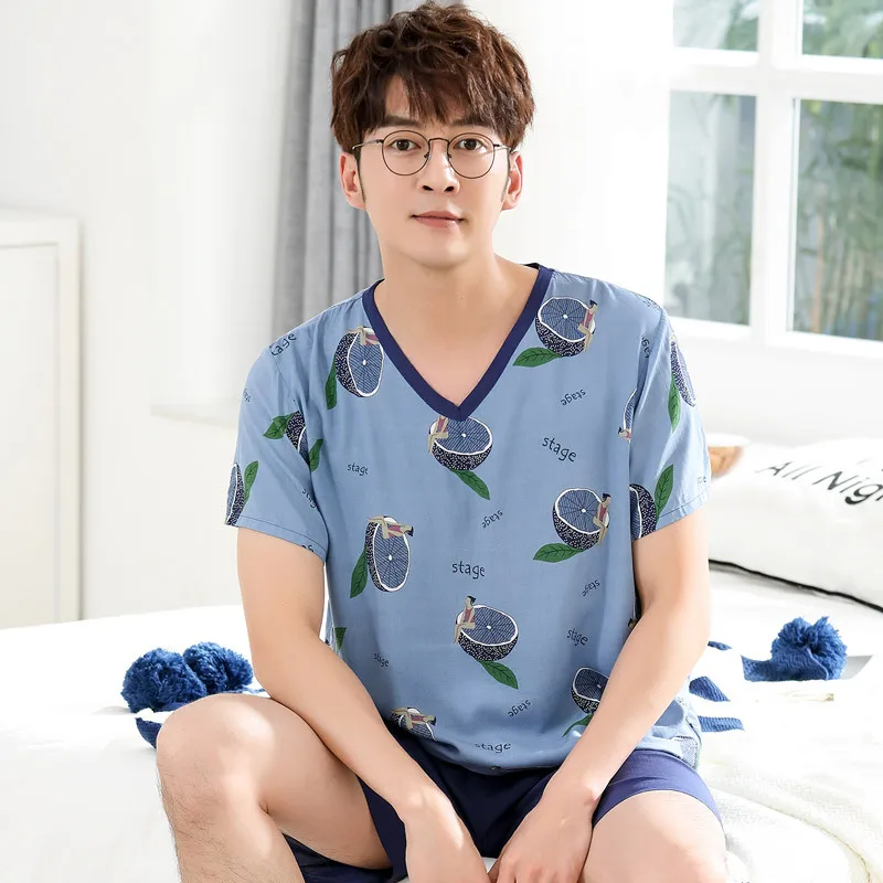 

Pajama Sets Couples Summer Short Sleeve Printed Kawaii Leisure Trendy Korean Style Womens 2pcs Pyjamas Sleepwear Elegant Ulzzang