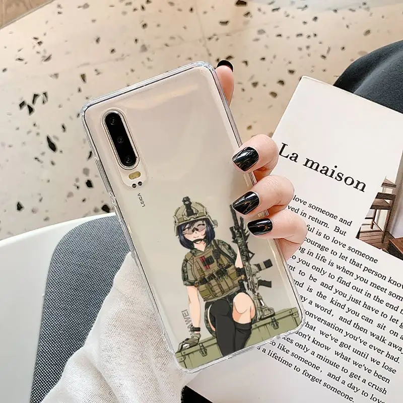 

Fashion anime police girl Phone Case Transparent for Samsung A71 S9 10 20 HUAWEI p30 40 honor 10i 8x xiaomi note 8 Pro 10t 11