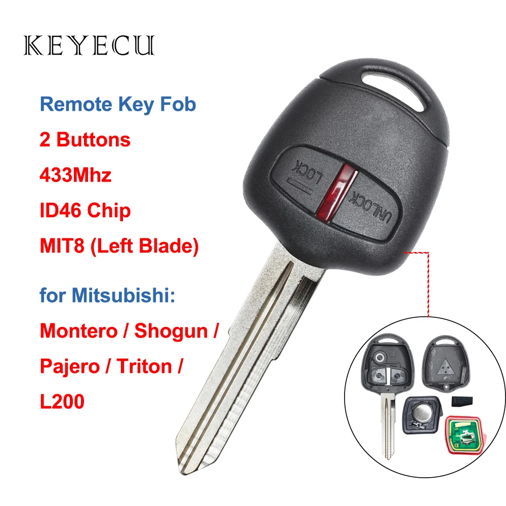 Дистанционный ключ Keyecu с 2 кнопками 433 МГц чип ID46 для Mitsubishi L200 Shogun Pajero Montero Triton MIT8