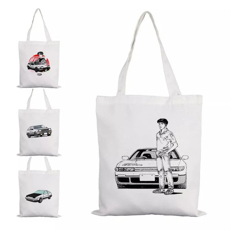 

INITIAL D Super Car AE86 Teacher Bag Anime Tote Punk Cute Designer Casual Woman Shopper Cotton Bulk Bags With Zipper Shopping My