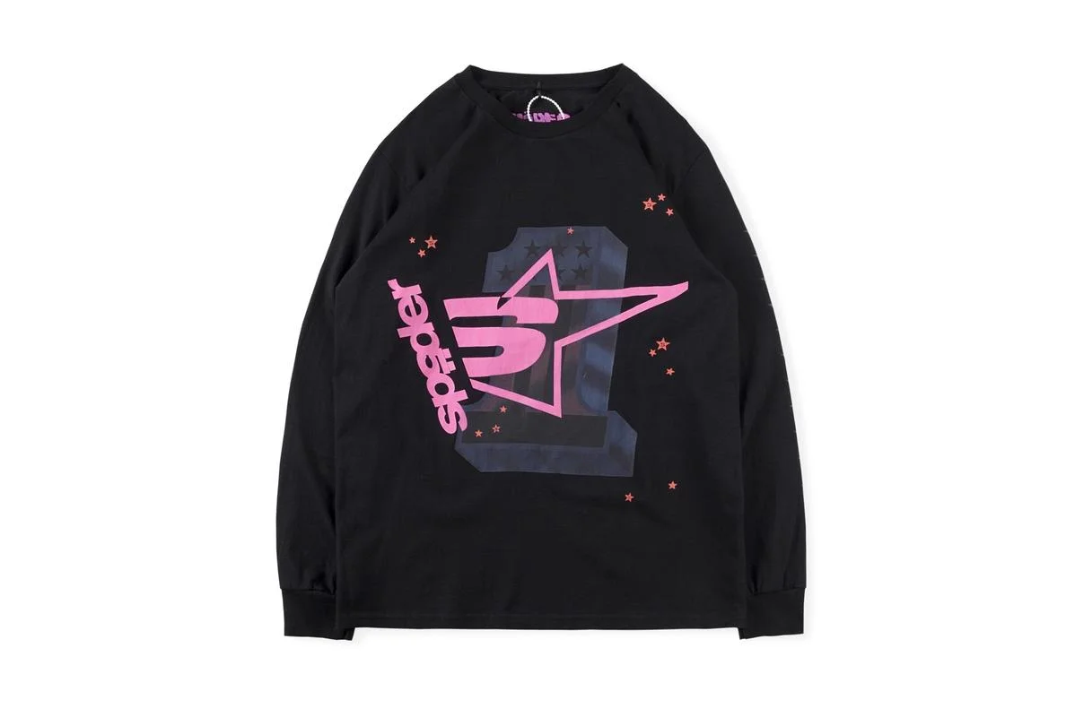 

22SS Foam Pink Letter Printing Sp5der T Shirt Long Sleeves Men Women EU Size 100% Cotton Sp5der Tees Streetwear Autumn Lil Peep