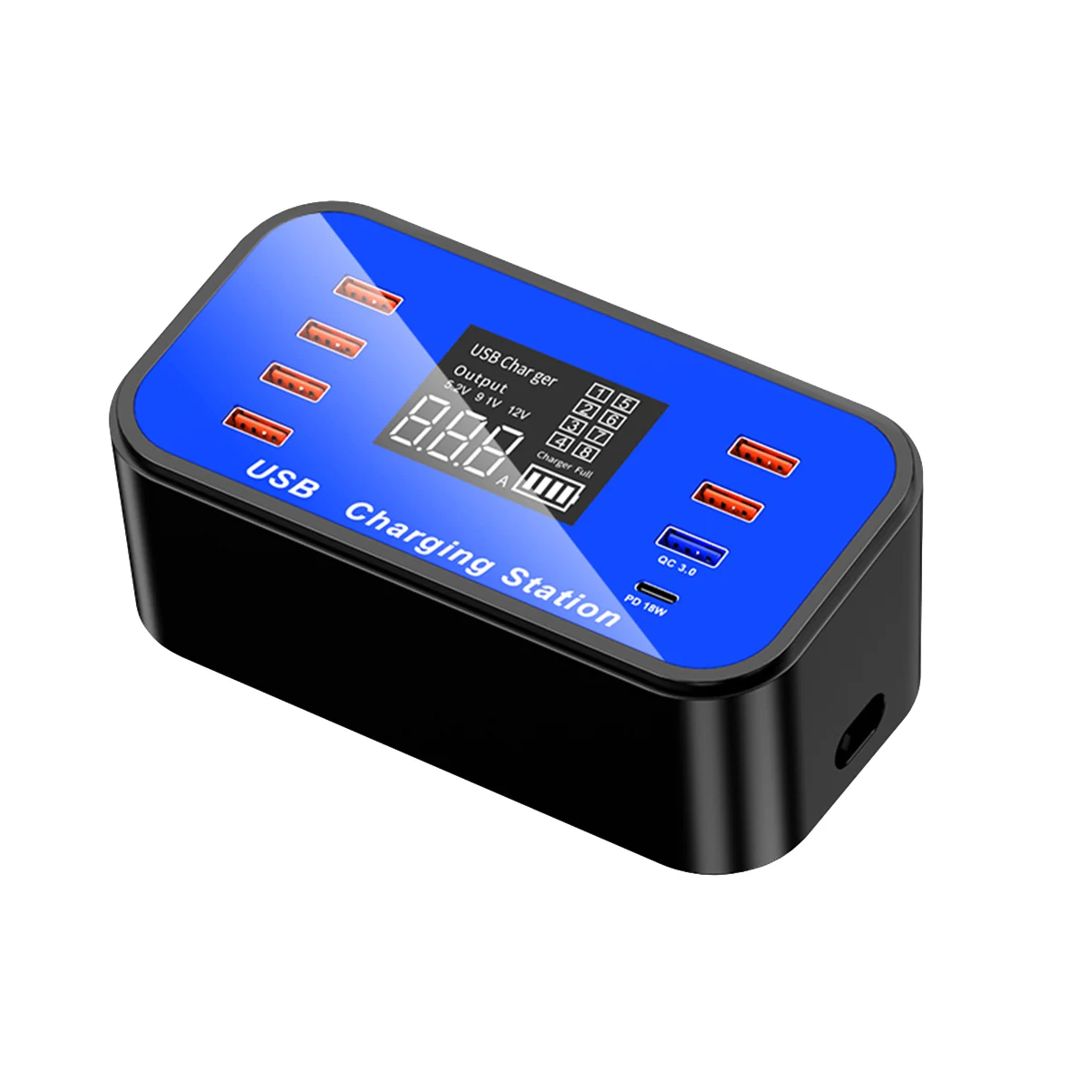 

40W USB Charger Portable 8-Port Desktop Charging Station Hub with LCD Display 6 USB ports QC3.0 Port PD Port US/EU/UK Plug