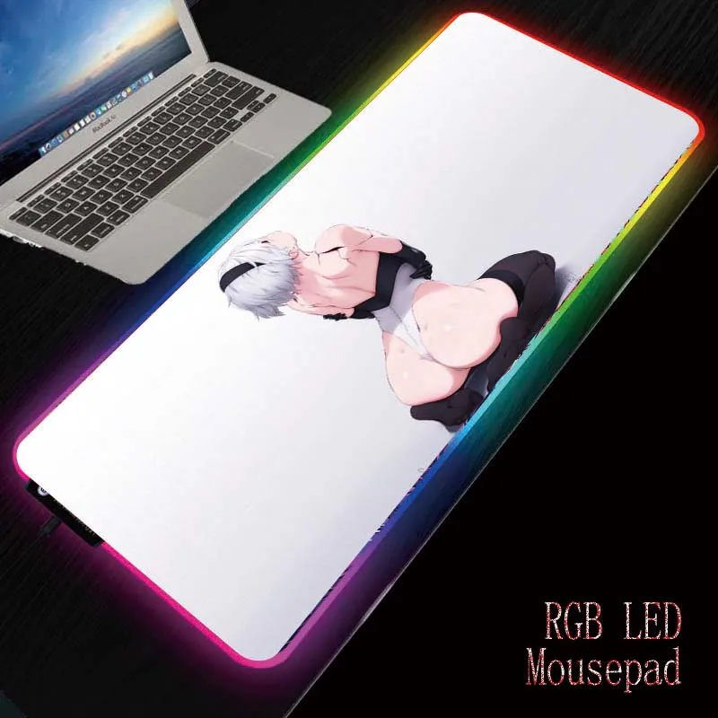 MRGBEST RGB Аниме Сексуальная девушка игровой коврик для мыши с подсветкой цветной