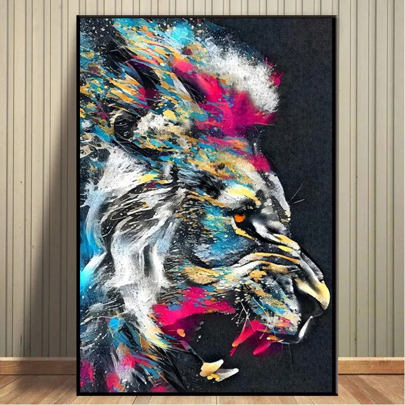 

Animals Abstract Art Colorful Roaring Lion Canvas Art Posters And Prints Home Wall Decor Pictures Lion Art Canvas Paintings