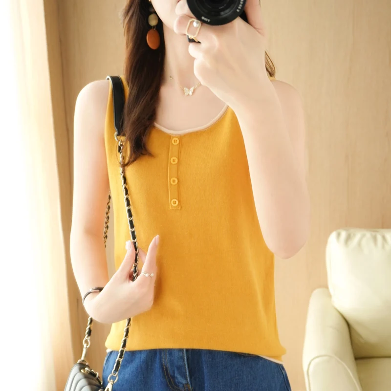 

Spring and summer wear pure cotton suspender vest, slim bottomed vest, suspender underwear, sleeveless bottomed shirt YUHANRONG