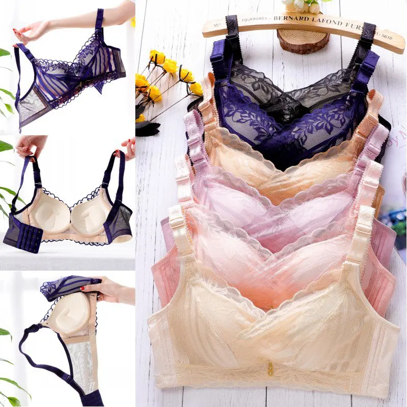 

Women Thin Cup Lace Beauty Back Bra No Steel Ring Gather Adjustment Gentle Bra Large Size Women's tube top