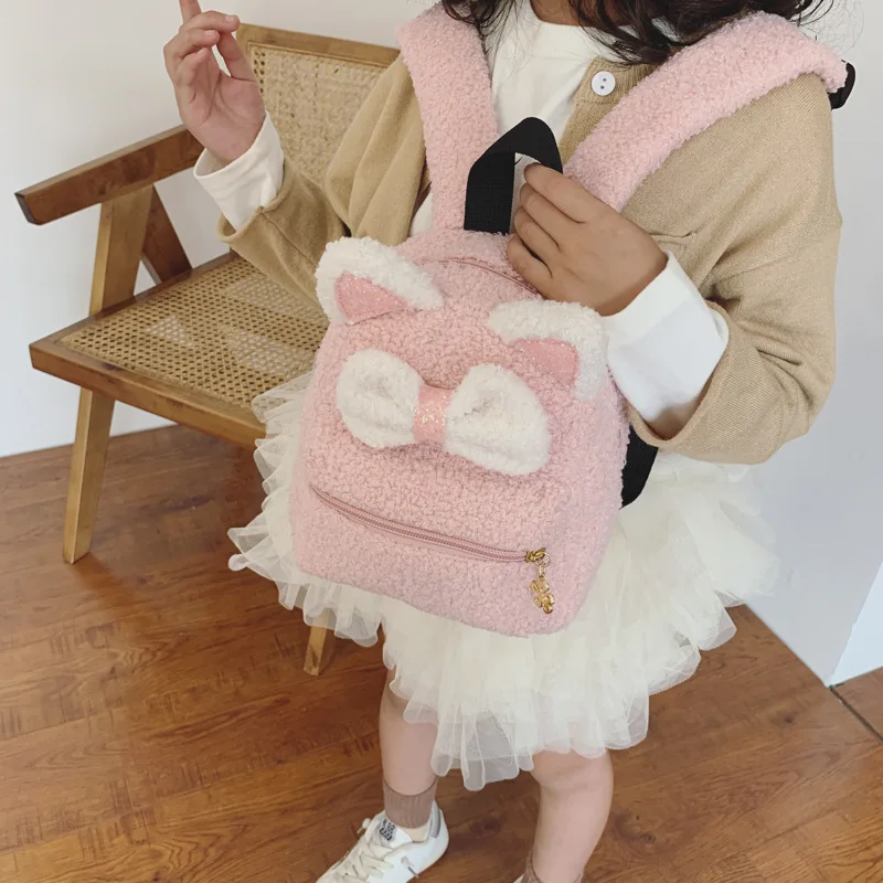 Супер милый плюшевый рюкзак с бантом для маленьких девочек модные рюкзаки улицы