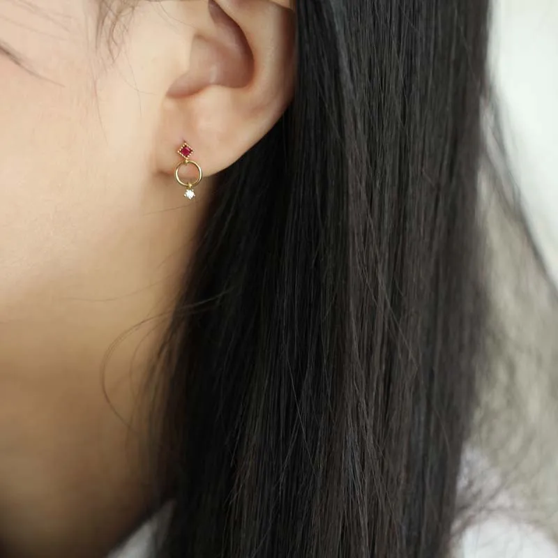 Серьги гвоздики из твердого золота с кристаллами 9 к|Серьги-гвоздики| |