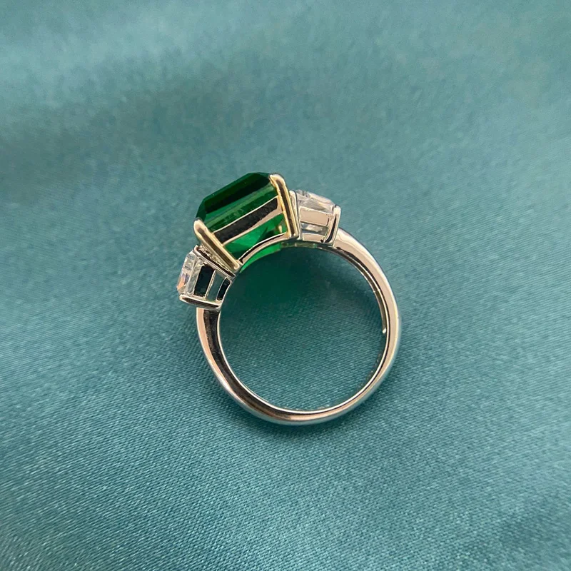 

COSYA 100% 925 Sterling Silver Rectangle Emerald High Carbon Diamond Wedding Rings For Women Sparkling Party Fine Jewelry Gift