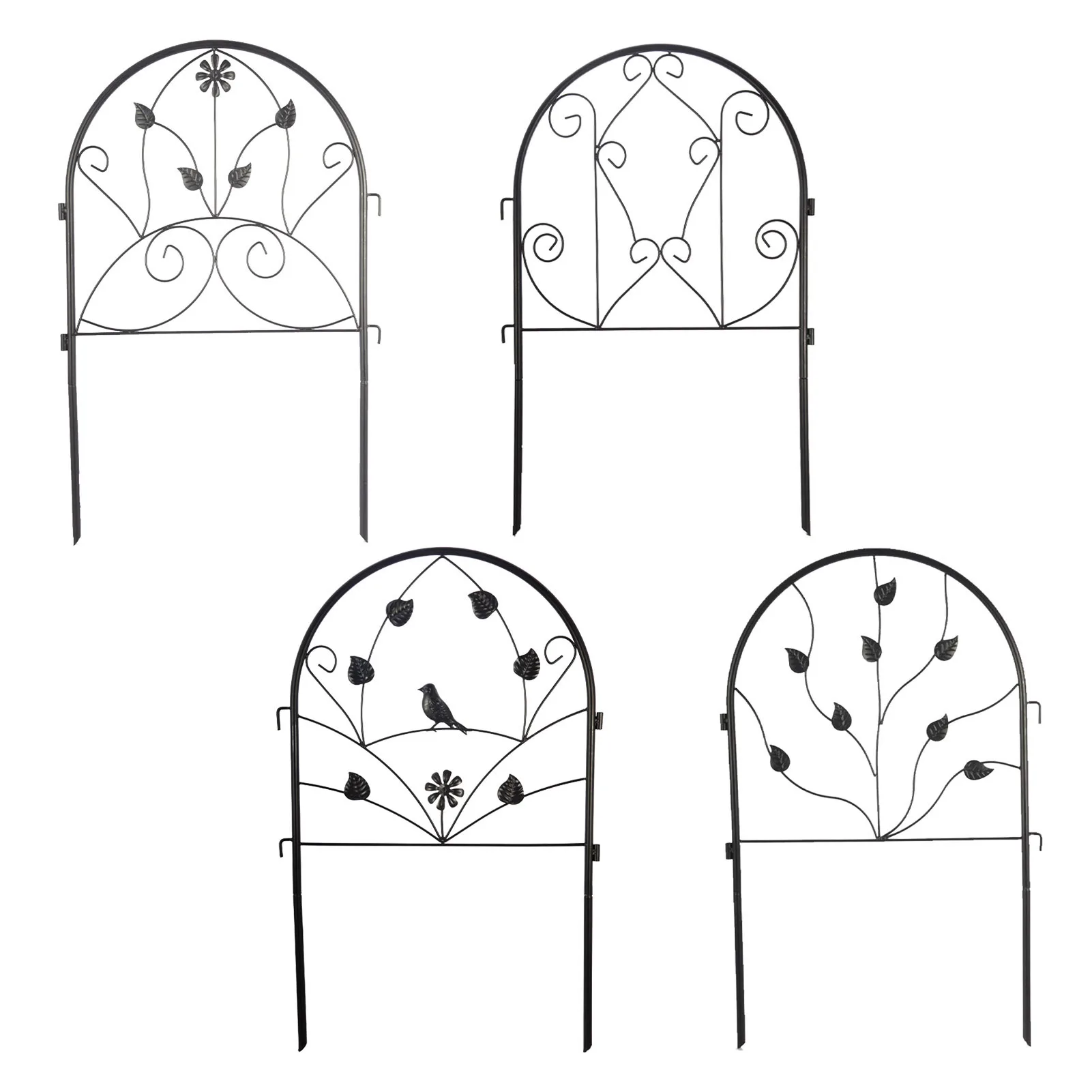 

4PCS Garden Decoration Fence Iron Metal Fence Miniature Garden Rustproof Fence Metal Craft Ornament Wedding Decorative Fence