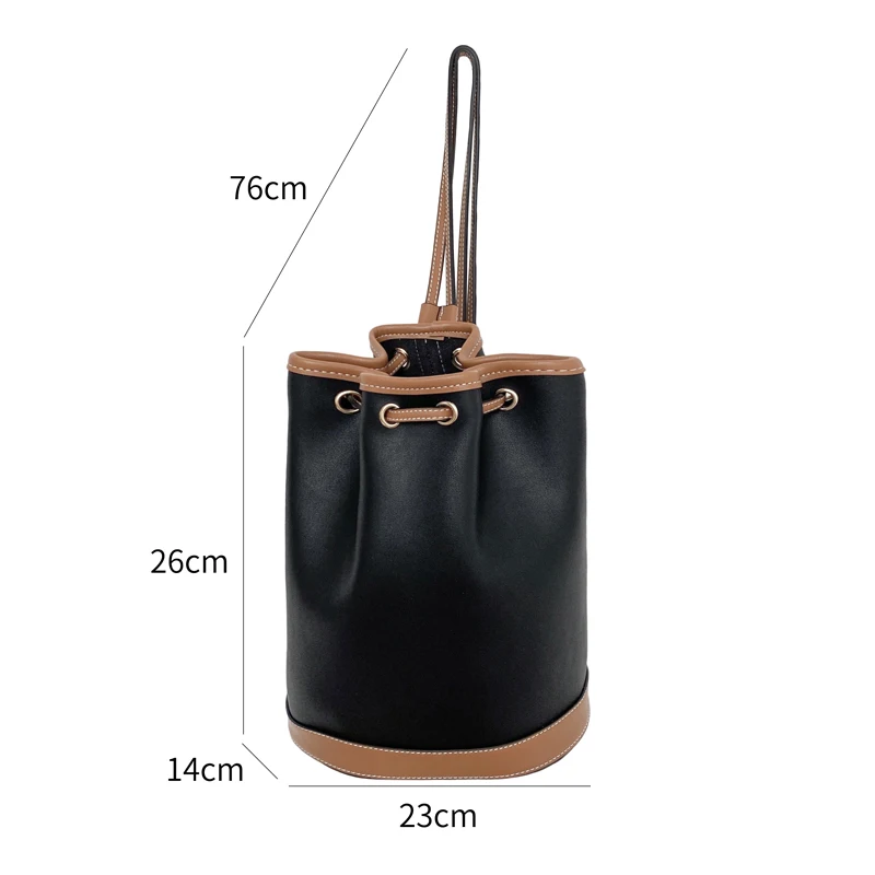 

Casual Drawstring Bucket Bags for Women Shoulder Bag Korean Panelled Bottle Bag Small Lady High Quality Patchwork Women Handbag