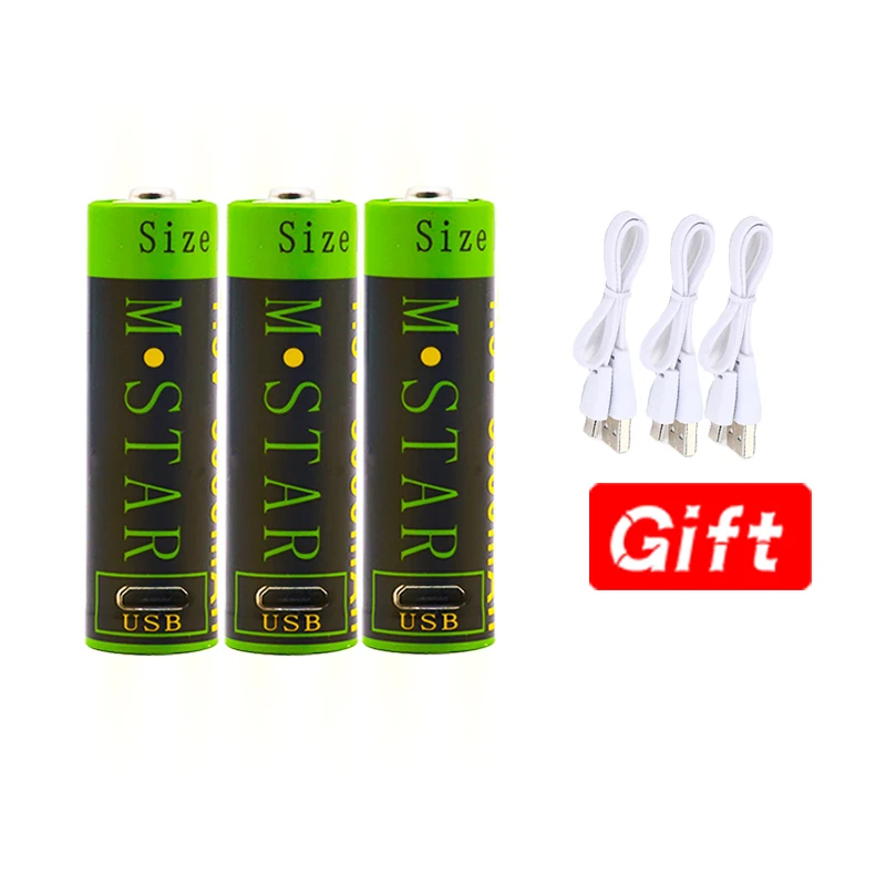 2 шт 1 5 V 3000mAh AA Аккумуляторная батарея литий-ионная полимерная с USB перезаряжаемая