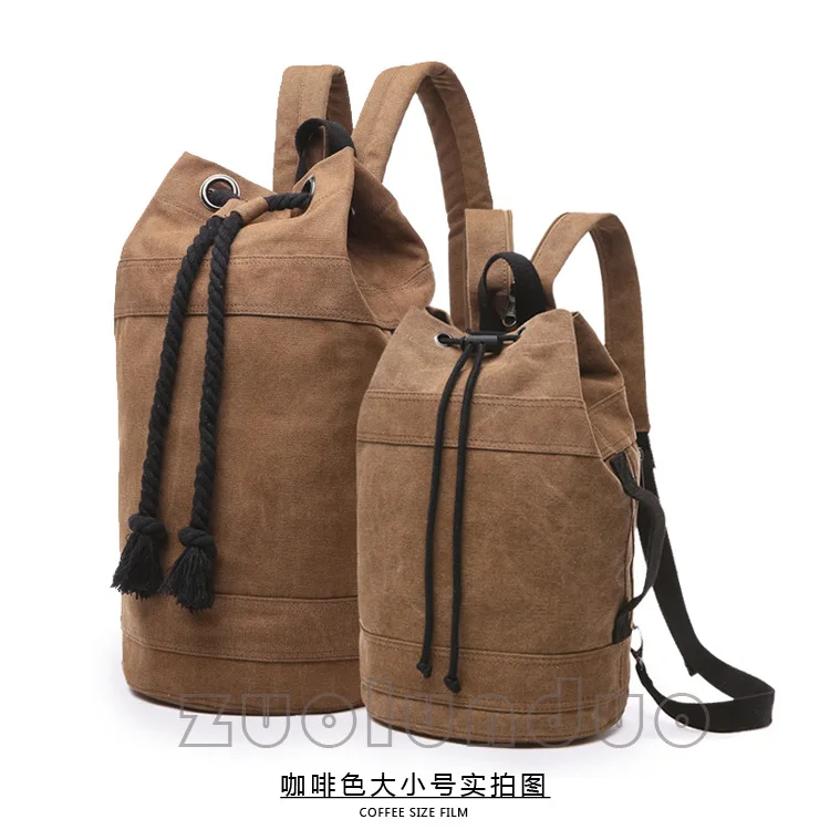 

Fashion men's leisure bag Korean Canvas Backpack trend men's and women's couple's bag water tube bag basketball bag