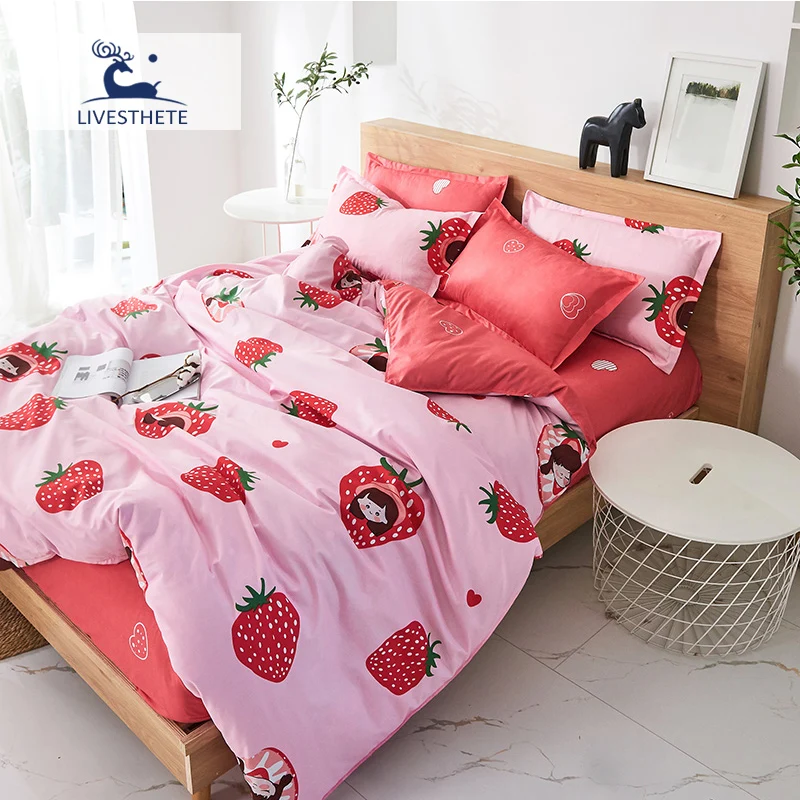 Liv Esthete мультфильм Постельное белье клубника Покрывало плоский лист наволочка