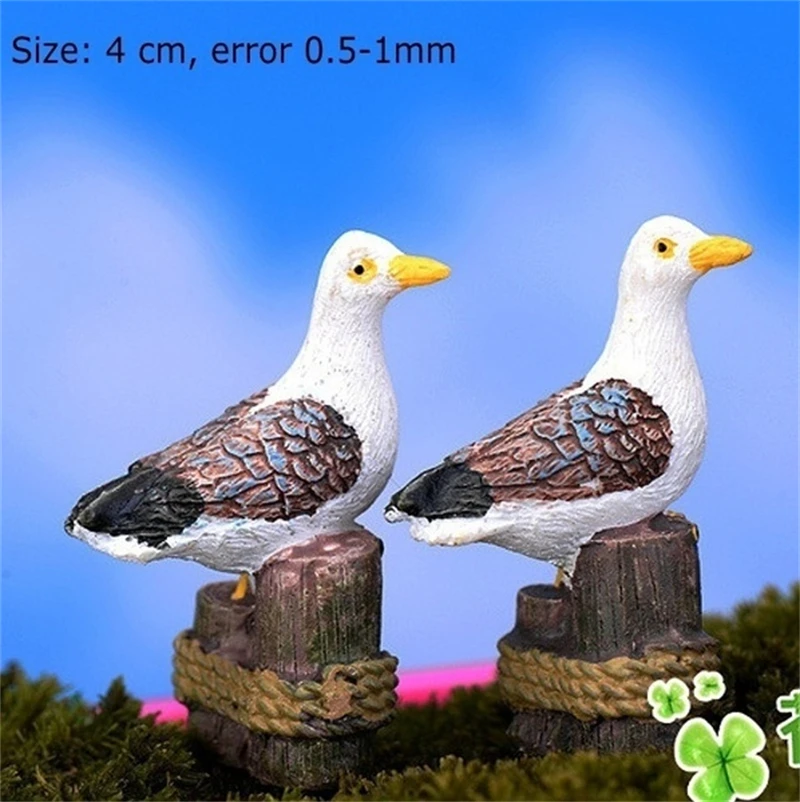 3PCS Sea Bird Seagull Stand Stump Garden Miniature DIY Accessories Fairy Houses Decoration Mini Craft Micro Landscaping Decor - купить по