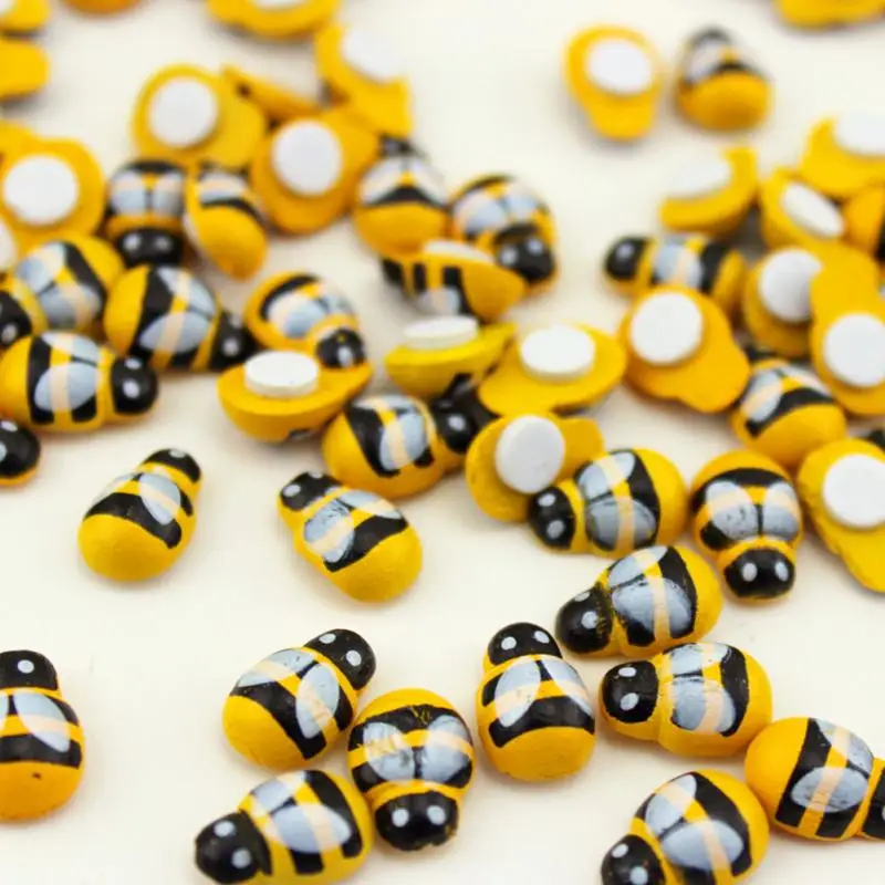 100 шт./пакет Ручной мини деревянная Божья коровка губка самоклеящиеся наклейки