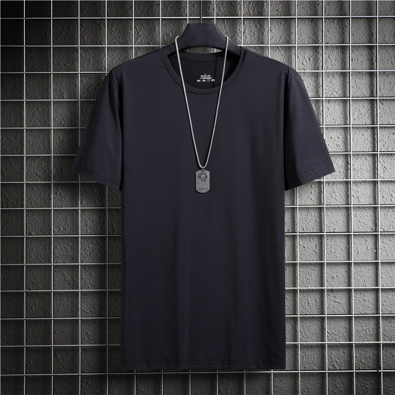 

Oversize T Shirt Men Casual Classic Round Collar Comfortable Breathable Quick-drying Nylon Stretch Gym Fitness Tshirt For Men