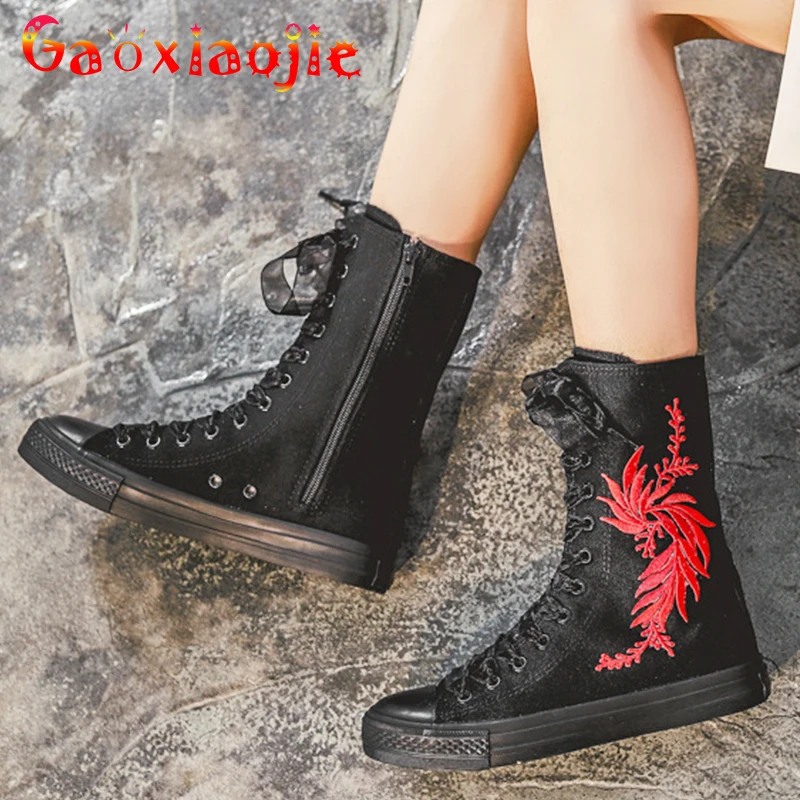 Туфли женские с вышивкой в китайском стиле повседневные холщовые удобные туфли