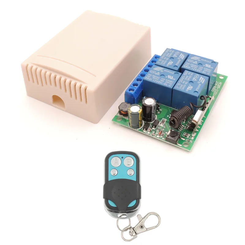 Пульт дистанционного управления 433Mhz 220V 4CH 10A rf переключатель релейный приемник и передатчик для пульт дистанционного управления для гаража и дистанционного светового переключателя